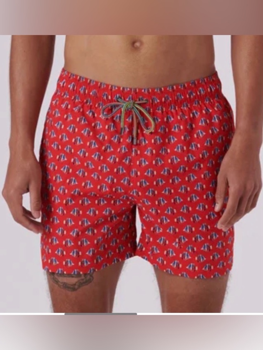 Archer Striped Fish Swim Trunks By Bugatchi